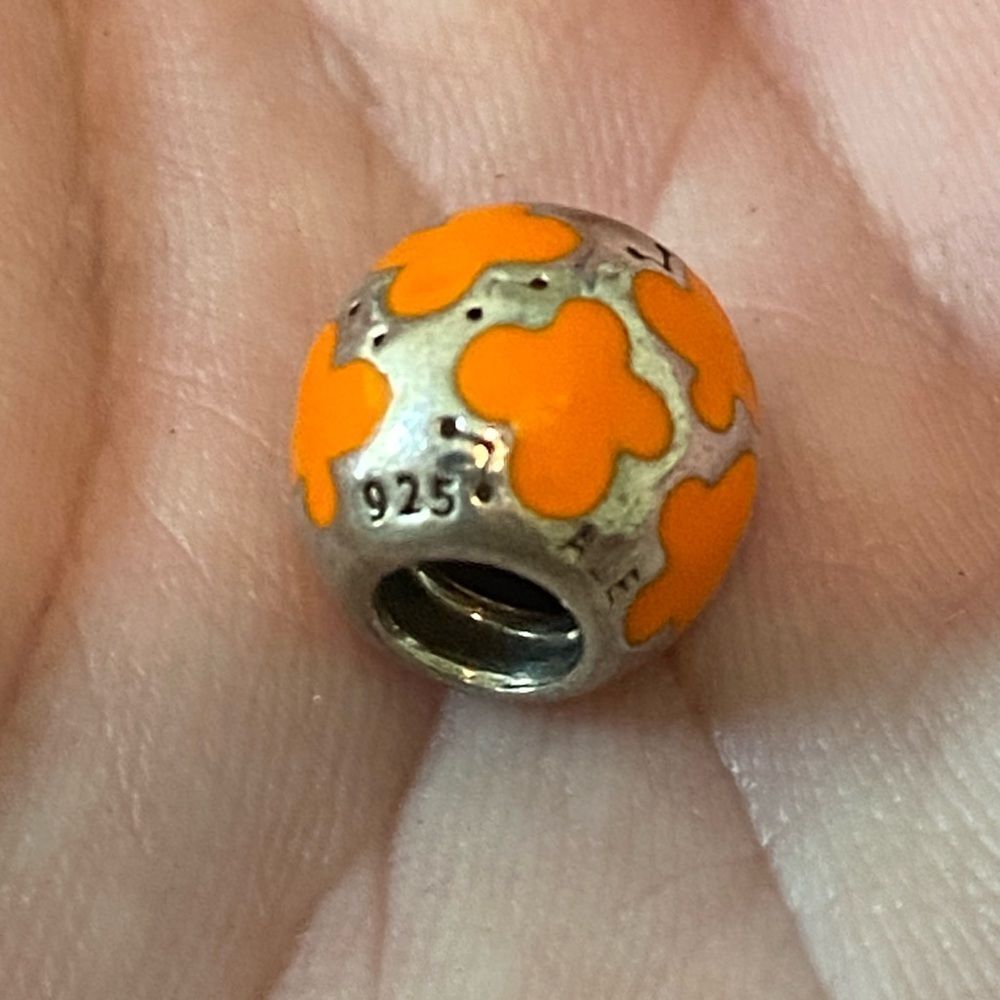 Authentic Pandora Orange Enamel Butterfly Charm - Picture 3 of 3